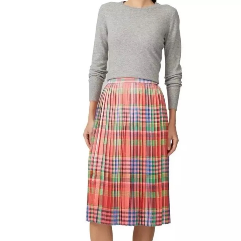 J Crew Colorful Shimmery Plaid Midi Skirt - size 6 - Picture 4 of 7